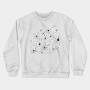 Daisy Flower white minimal black white Crewneck Sweatshirt